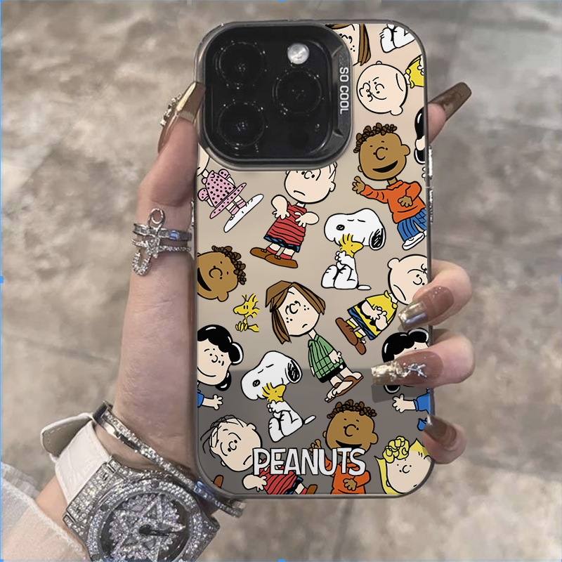 จัดส่งทันที เคสไอโฟน11 12 13 14 15 16 Pro Max Cute Snoopy peanuts ขอบเหลี่ยม Case For iPhone 13PM,16PM,15PM,XS,7+ 8P
