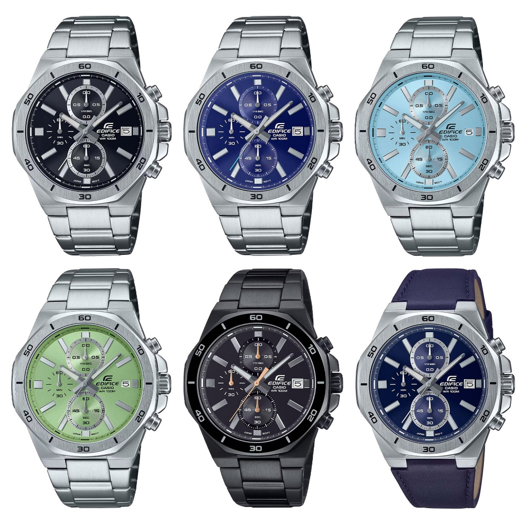 นาฬิกาข้อมือผู้ชาย Casio Edifice โครโนกราฟ EFV-640L-2A สายหนังสีน้ำเงิน