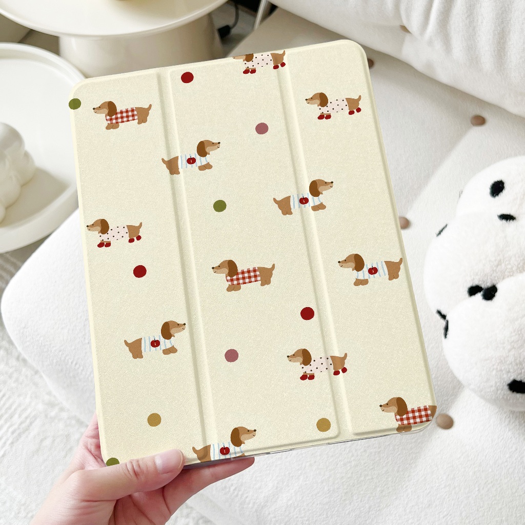 พร้อมส่ง เคสไอแพด Air4 Air5 MINI7 Air6 ที่ใส่ปากกา แอปเปิ้ลดัชชุนด์ เคส iPad gen9 gen8 pro11 2024