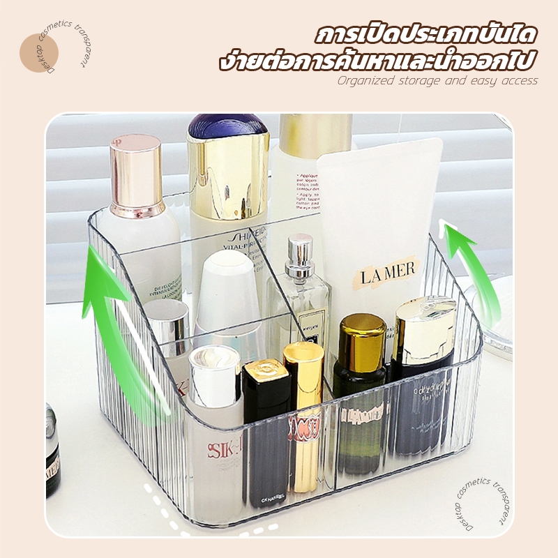 กล่องเก็บของตั้งโต๊ะ กล่องเก็บของ ประณีตและใช้งานได้หลายอย่าง กล่องเก็บของเบ็ดเตล็ด ตู้เก็บของพลาสติก 3/4 ช่อง - รูปที่ 4