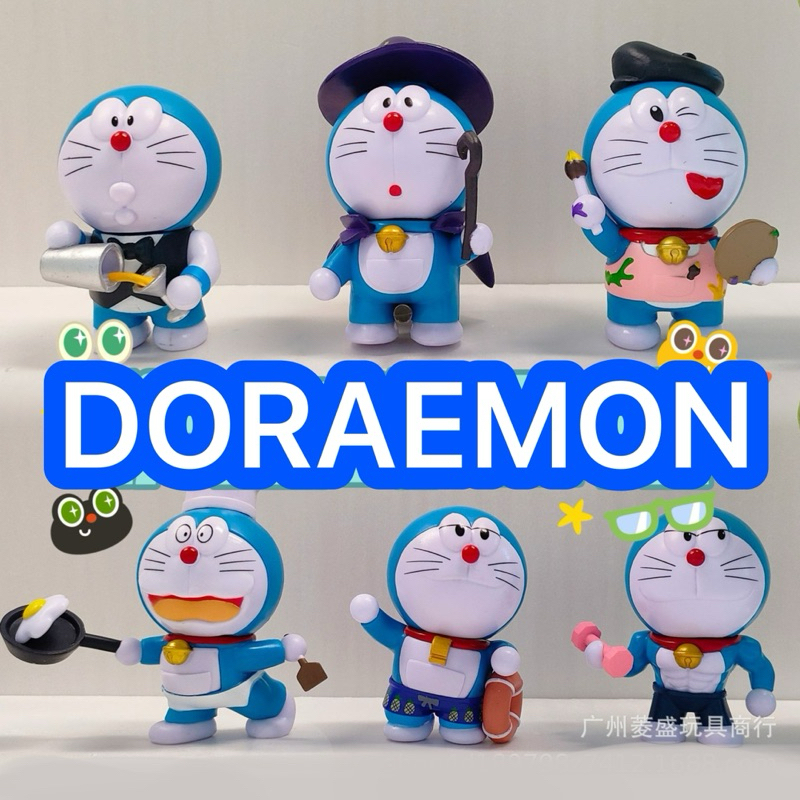 โมเดล กาชาปอง ฟิกเกอร์ อนิเมชั่นของสะสม ของขวัญ กล่องสุ่มตัวการ์ตูน : Doraemon Activities โดเรม่อนนักกิจกรรม เซ็ต 6 ตัว