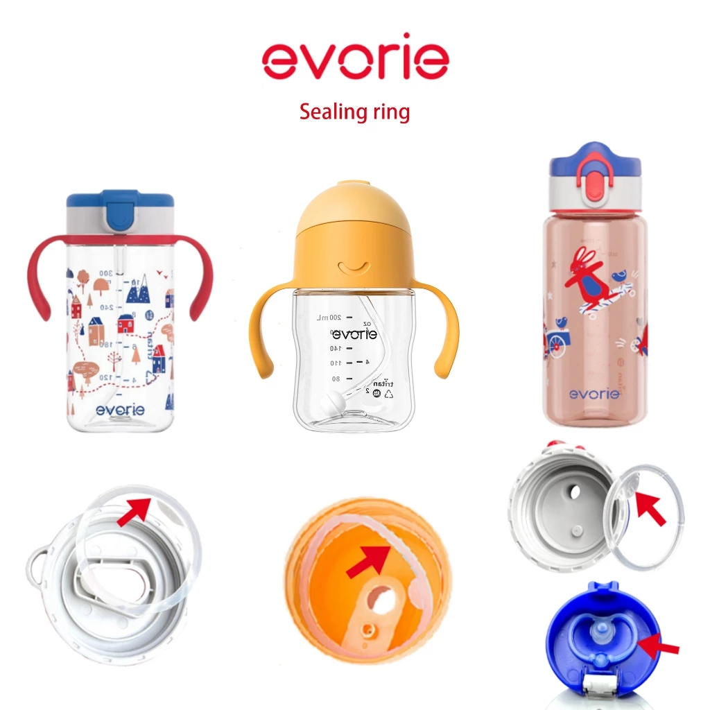 Evorie ยางปะเก็นกันน้ำไหล สามารถใช้ได้กับขวดน้ำเด็กขนาด 200 มล., 300 มล., และ 380 มล.