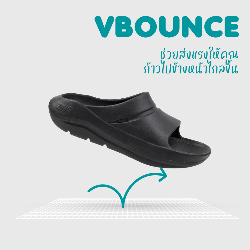 VING VARI-Slides Recovery Sandals Jet Black รองเท้าแตะวิ่งออกกำลังกาย รองเท้าแตะฟื้นฟู/เพื่อสุขภาพ (Vari-S-ดำ)
