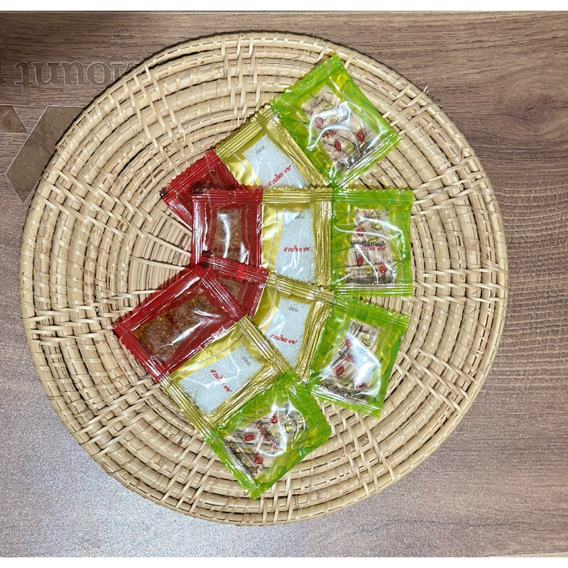 เครื่องปรุงก๋วยเตี๋ยว(พริก+น้ำตาล+น้ำส้มสายชู)เหมาะสำหรับร้านก๋วยเตี๋ยว50ซอง