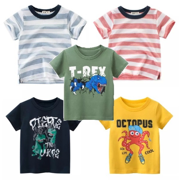 <พร้อมส่ง> เสื้อยืดเด็ก ผ้านุ่ม เสื้อยืดเด็กผู้ชาย ไซส์100 ผ้านิ่ม Cotton 100% little lyn 27kids