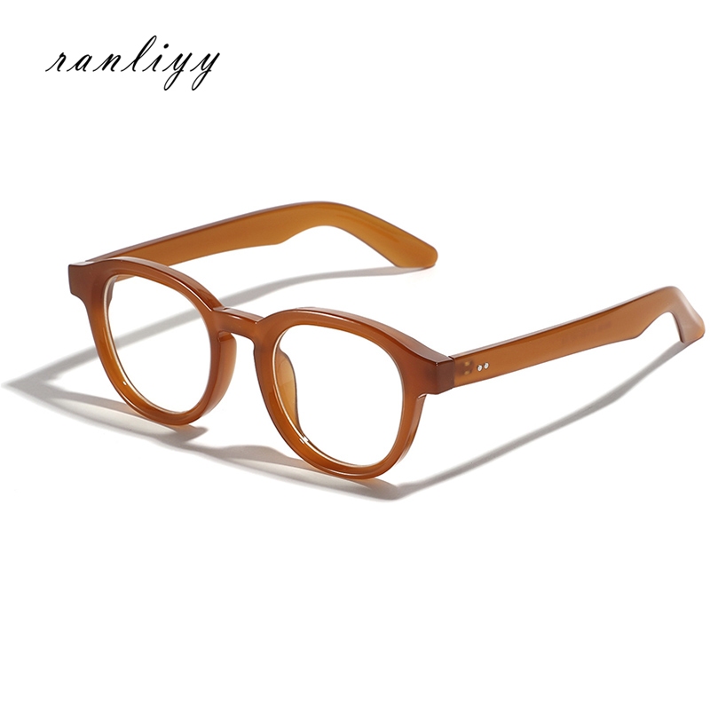 ส่งเร็ว🌼แว่นกรองแสงสีฟ้าวินเทจแฟชั่นสไตล์เกาหลีกรอบกลมหวานY2Kระดับไฮเอนด์แว่นตาผู้ชายและผู้หญิง-Ranliyy