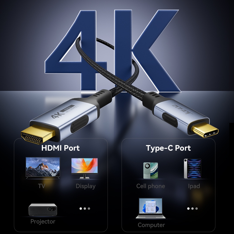 ⚡ส่งจาก กทม⚡Jasoz สายเคเบิลเชื่อมต่อ Type C ไป HDMI 2.0 Uhd 4k 60 Hz สําหรับ สำหรับโทรศัพท์มือถือ แล็ปท็อป โทรศัพท์ต่อ ท