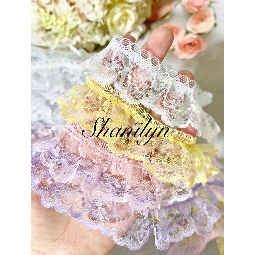 🔥สีครบ🔥 ลูกไม้ ระบาย ชั้นๆ 38/39 ลูกไม้แต่งขอบ ลูกไม้ตกแต่ง กุ๊นขอบ ลูกไม้สีขาว ราคาต่อหลา ตกแต่งเสื้อผ้า ตกแต่งกระเป๋า