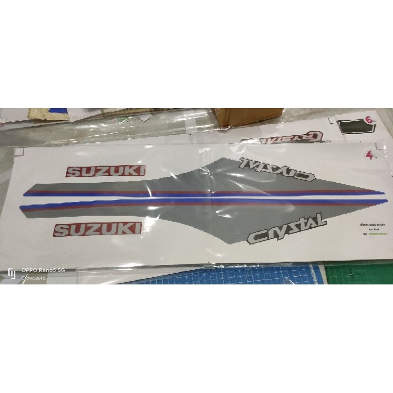 สติ๊กเกอร์ Suzuki Crystal รุ่น 2 สีแดง งานสร้าง #คริสตัล