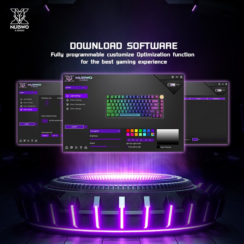 คีย์บอร์ด Nubwo HADRIAN X34 TRI MODE GAMING KEYBOARD - รูปที่ 6