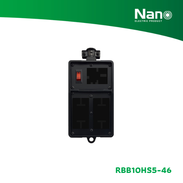 NANO บล็อคยางเปล่า 4x6" ใส่เต้ารับได้ 5 ช่อง + เมนสวิทซ์ 10A (1 ชิ้น/กล่อง) รุ่น RBB10HS5-46
