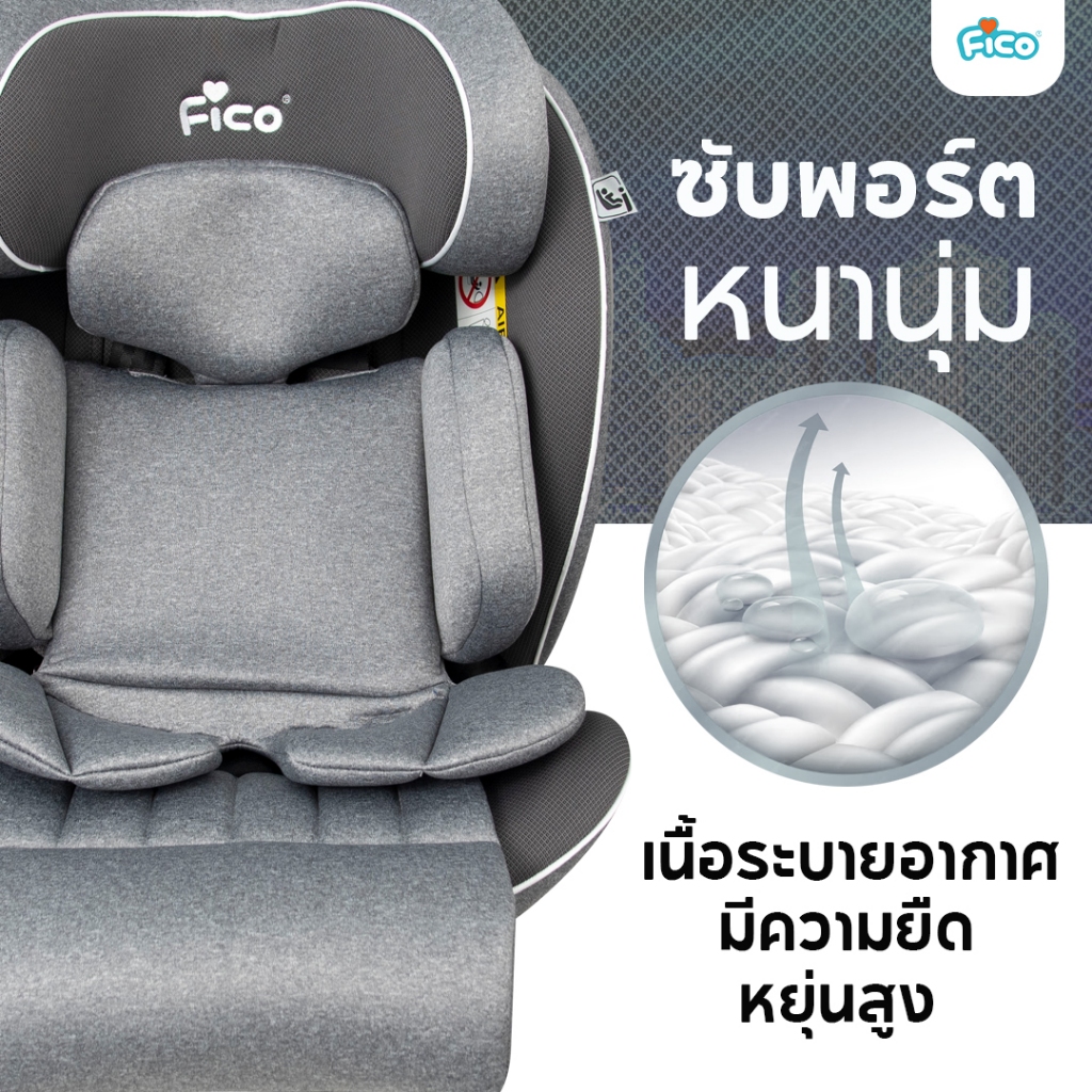 ซื้อครั้งเดียวจบ !! Fico คาร์ซีส I-size หมุนได้ 360 องศา รุ่น CC05+ สำหรับเด็กแรกเกิด - 12 ปี มาตราฐาน R129 - รูปที่ 6