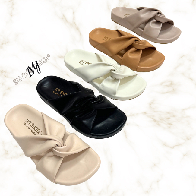 พร้อมส่ง ❤️ IVY SHOES รองเท้าแตะ แบบสวมพันเกลียว นิ่ม เบา รองเท้าผู้หญิง