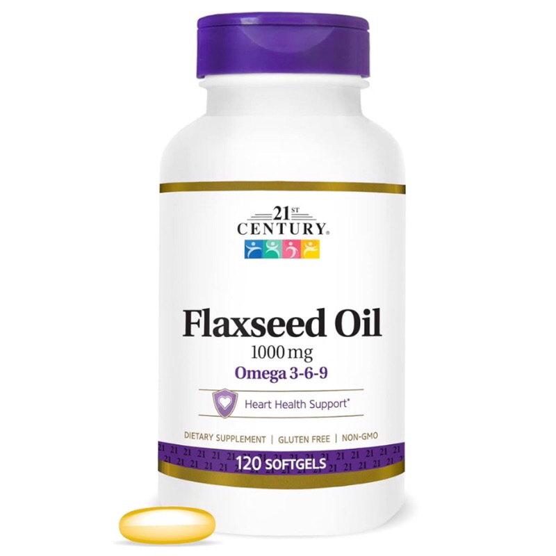( 21ST CENTURY ) FLAXSEED OIL 1000 MG OMEGA 3-6-9 - สุขภาพหัวใจ ( 120 ซอฟ์ทเจล ) นำเข้าจากอเมริกา