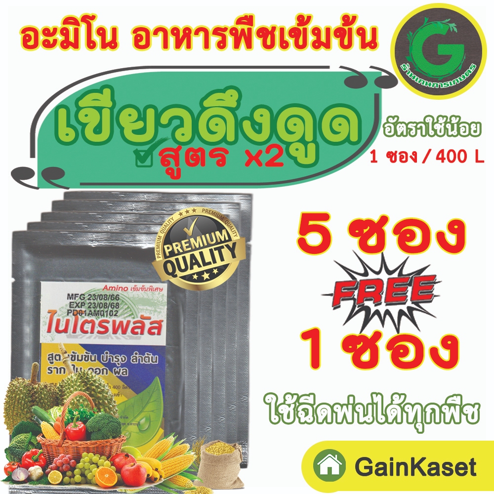 เขียวดึงดูด สูตรx2 อะมิโนพืช เร่งและขยายราก ต้น ดอก ผล อาหารเสริม เขียวเร็วคูณ2 แข็งแรง ขนาด 10 กรัม