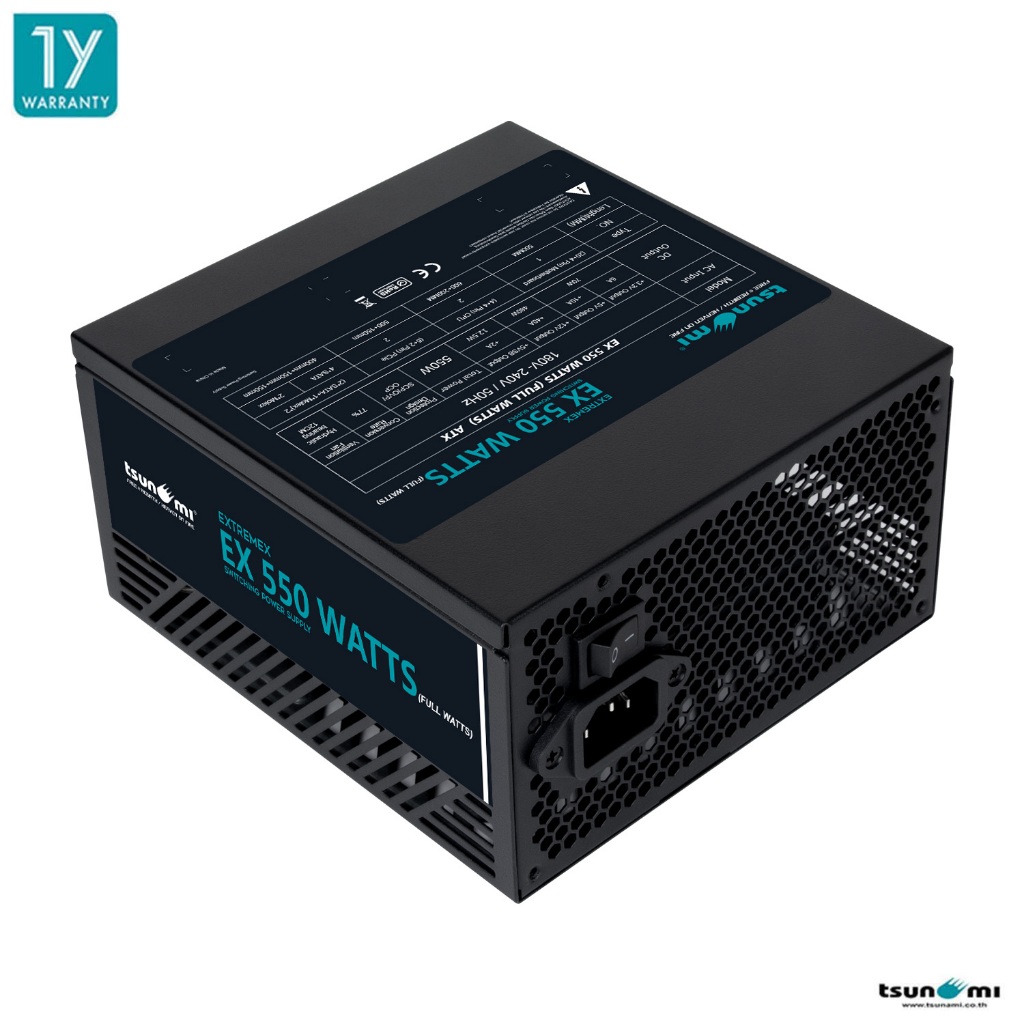 อุปกรณ์จ่ายไฟ Tsunami EX550 550W(Full Watts) Power Supply รับประกันสินค้า 1 ปี