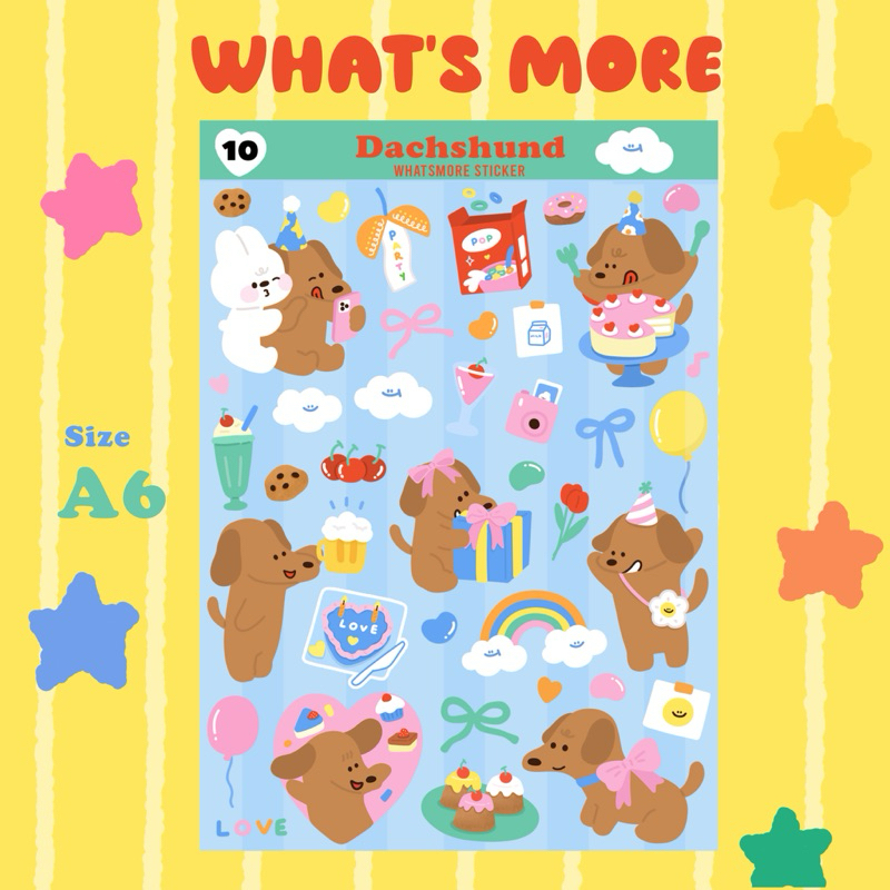 พร้อมส่ง ✨ | สติกเกอร์ไดคัท A10 - Dachshund ขนาด A6