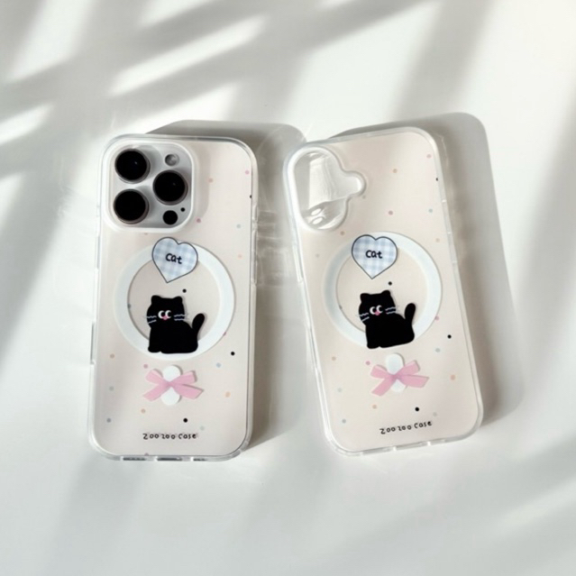 (มีi16) CAT04 เคสลายแมวดำ magnetic ภาพสินค้าจริง พร้อมส่งในไทย