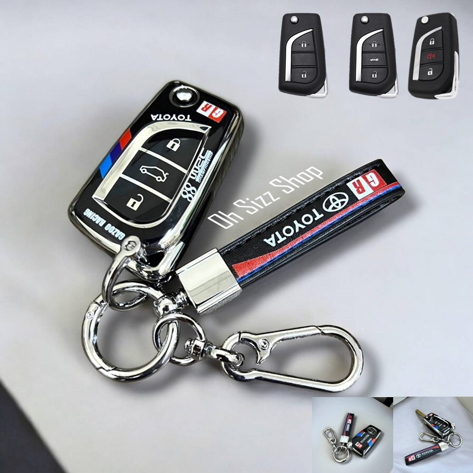 เคสกุญแจรีโมทรถ Toyota Revo Z Edition 2024 สกรีนลาย GR Sport กุญแจพับข้าง ไขสตาร์ท (TPU Key Cover Guard) Toyota Key