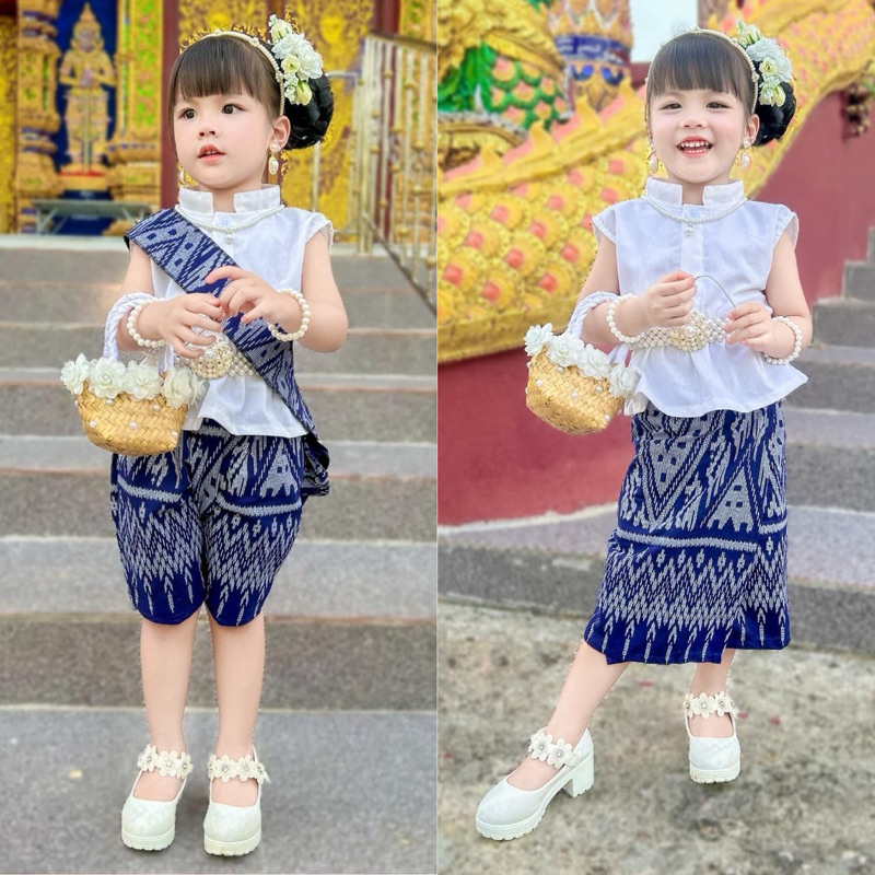 ชุุดไทยเด็กผู้หญิง ลายลิซ่ามาใหม่ สวยมาก พร้อมส่ง