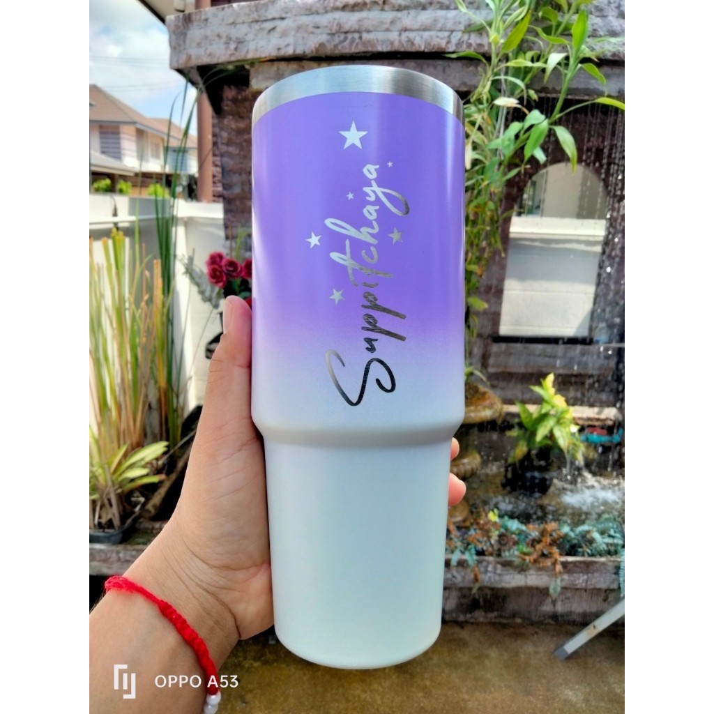 [เลเซอร์1ด้านเฉพาะชื่อ/ข้อความ] แก้วเก็บอุณหภูมิรุ่นทูโทน 900ml ราคานี้รวมเลเซอร์เรียบร้อยจ้า