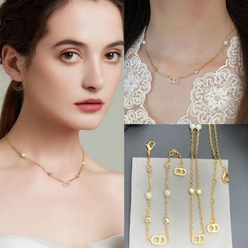 สร้อยคอ และ สร้อยข้อมือ ดิoอs์ ฝังเพชร กับ มุก (ด08,ด09)