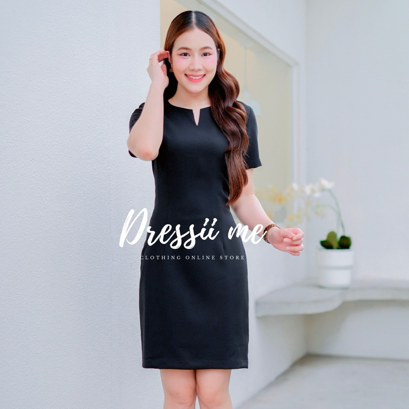 Dressii Me - ชุดเดรส รุ่นคอผ่า ทรงสวย สุภาพเรียบร้อย ( XS - XXL )