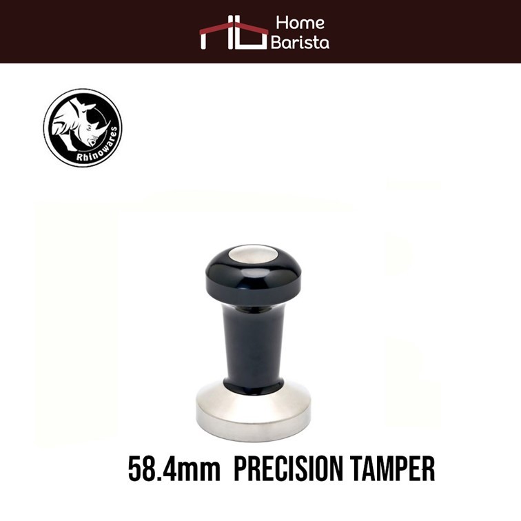 Home Barista Rhinowares 58.4mm Stainless Steel Flat Base Precision Tamper (Black)