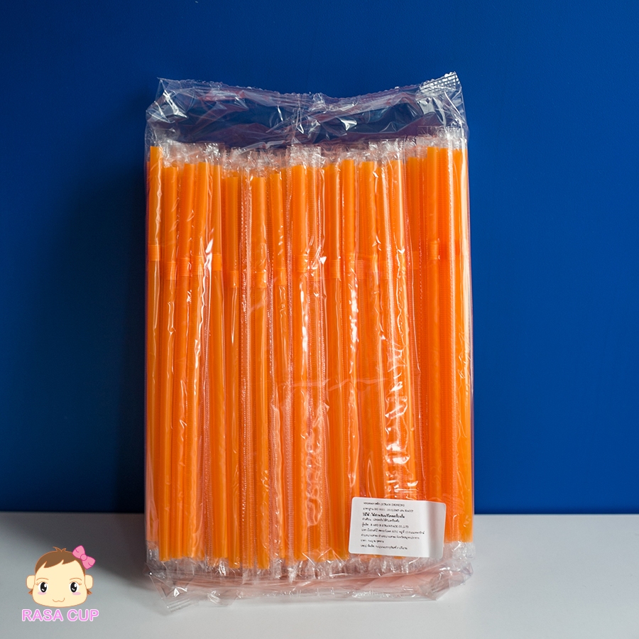 [ST-Orange621-0200]  หลอดงอห่อฟิล์ม ขนาด 6 มม. ยาว 210 มม. สีส้ม บรรจุ 200 เส้น (บรรจุ 2แพ็ค)