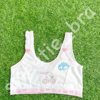 FIRST BRAเด็กผู้หญิง แขนระบาย แบบสวม ไม่มีฟอง (Freesize)