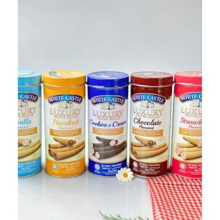 เวเฟอร์ พระราชวัง WHITE CASTLE LUXURY WAFER ROLLS สอดไส้ครีม หลายรสชาติ หวาน หอม กรอบ อร่อย ผลิตใหม่ ขนาด 70 กรัม
