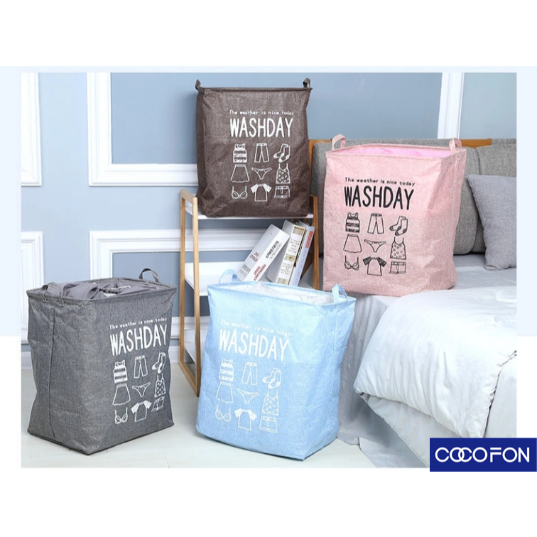 #CC23 / basket XL (100L) ตะกร้ากันน้ำ ตะกร้าเก็บของ ตะกร้าผ้า กระสอบผ้า ถุงเก็บผ้า ปากถุงสามารถปิดได้