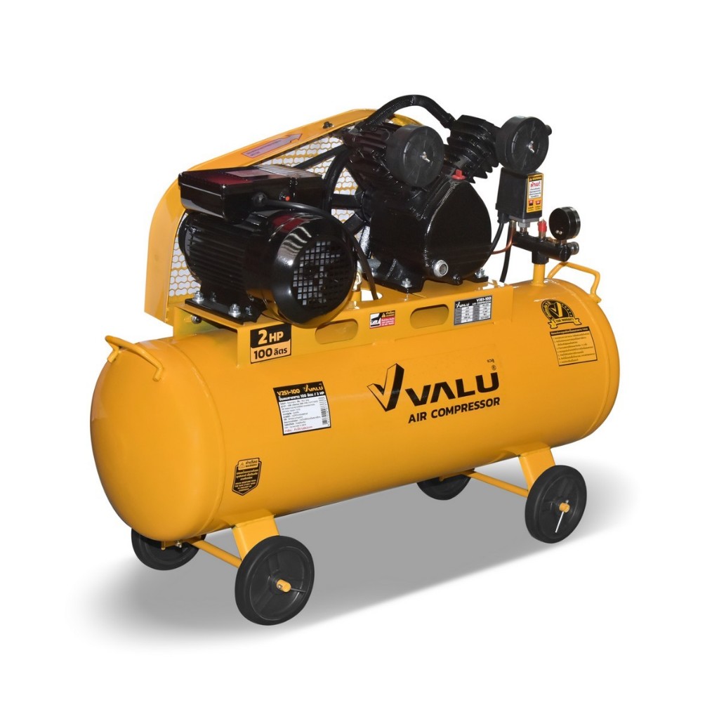 VALU ปั๊มลมสายพาน V251-100 ขนาด 100 ลิตร มอเตอร์ 3 HP