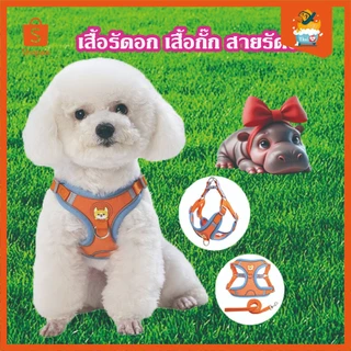 Thai.th เสื้อรัดอก เสื้อกั๊ก สายรัดอก ชุดรัดอก สุนัข หมา แมว พร้อมสายจูง แบบสวมใส่ง่าย มีหลายสี พร้อมส่ง X13