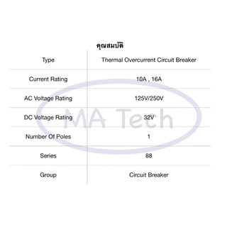KUOYUH 88 series สวิทซ์เบรกเกอร์ 8A 10A 16A 125V/250V Overload Thermal Circuit Breaker จำนวน 1 ตัว