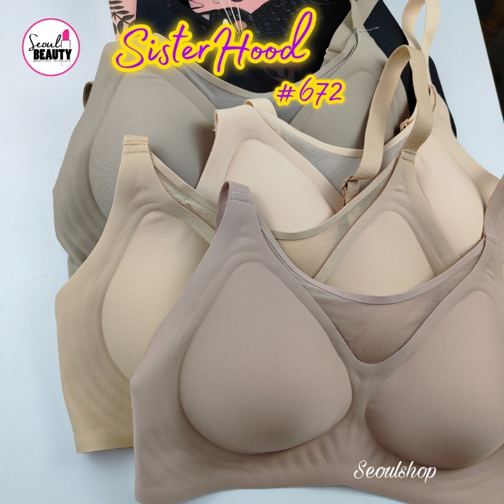 (CupAB)(งานป้ายดำ พรีเมี่ยม)เสื้อใน ผ้าไร้ขอบ ไร้โครง ผ้านิ่ม ลื่น ใส่สบาย ฟองบังทรง ตะขอหลัง 672 ไซส์ M-2XL SisterHood
