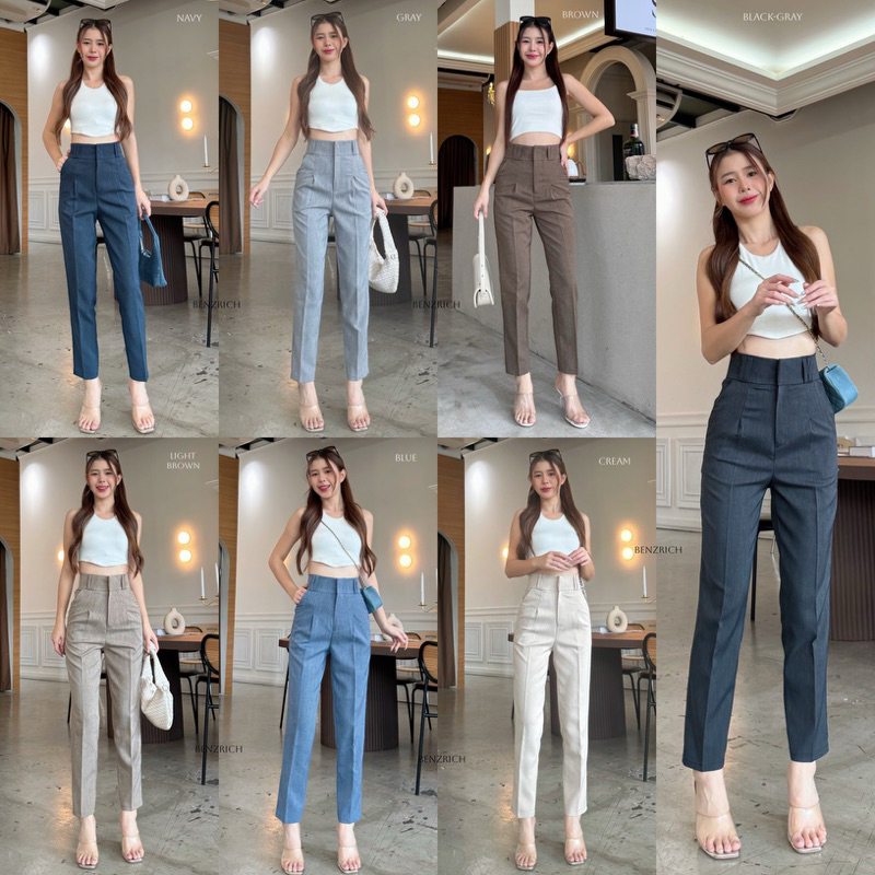 [ ลด100 โค้ดBENZ12D] Nora ขา 9 ส่วนกระบอกเล็ก(S-3XL) กางเกงแฟชั่น ทำงาน