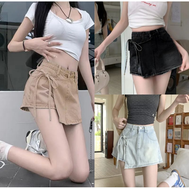 กระโปรงคาร์โก้ ทรงสวยเข้ารูป เนื้อผ้าคอตตอล ผูกข้าง มีกระดุมซิปหน้า