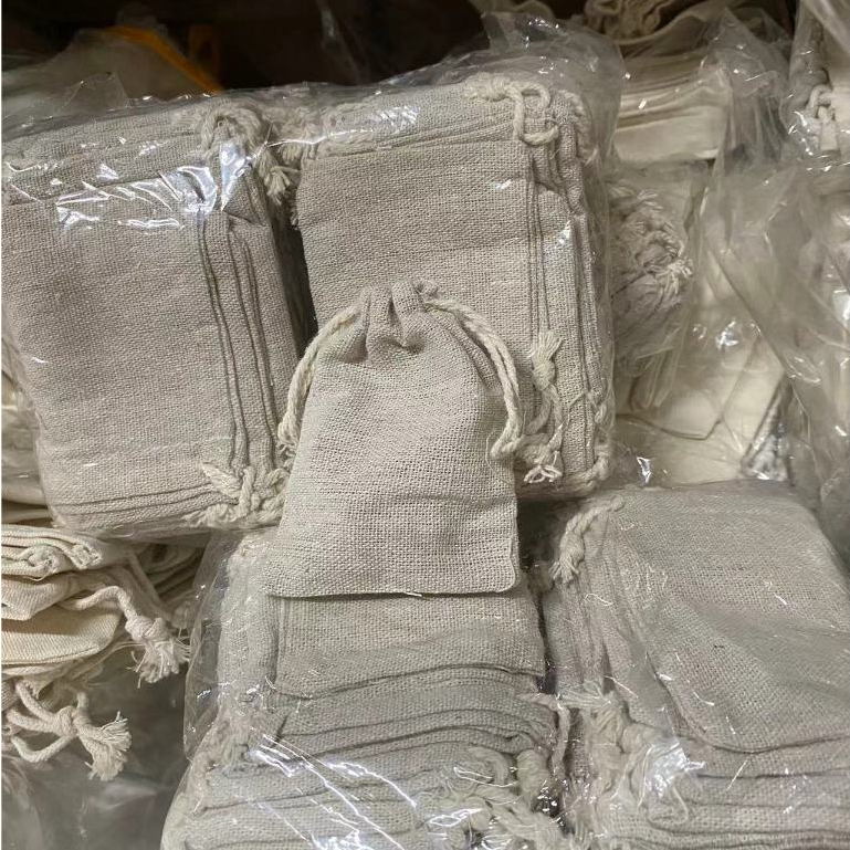 ✅แพ็ค50ใบ✅พร้อมส่ง..ถุงหุรูด ผ้าดิบ ใส่ของ ใส่เครื่องหอม เครื่องประดับ ของชำร่วย ขนาดเล็ก (8*10ซม.)สีธรรมชาติ