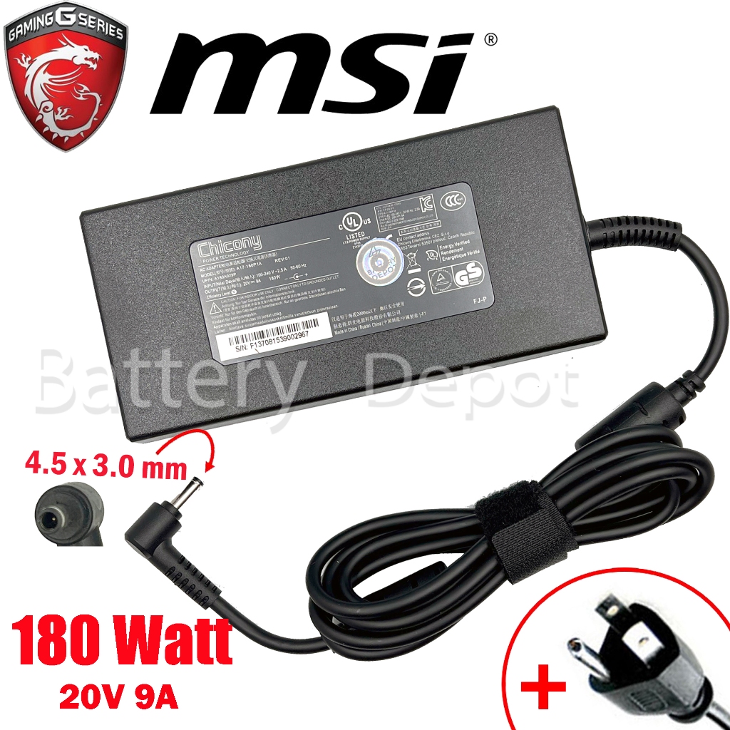 MSI AC Adapter ของแท้ สำหรับ MSI Bravo 15 C7UCX / MSI Sword 15 A12UD / MSI Katana 17 B12UDXK 180W 4.