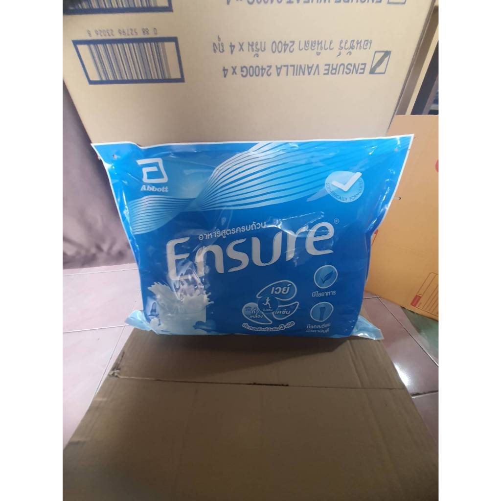 เอนชัวร์ กลิ่นวนิลา Ensure vanilla นมผงชนิดถุงเติม ยกแพ็ค ขนาด400 กรัม x จำนวน6ถุง (แถมช้อนตวง)