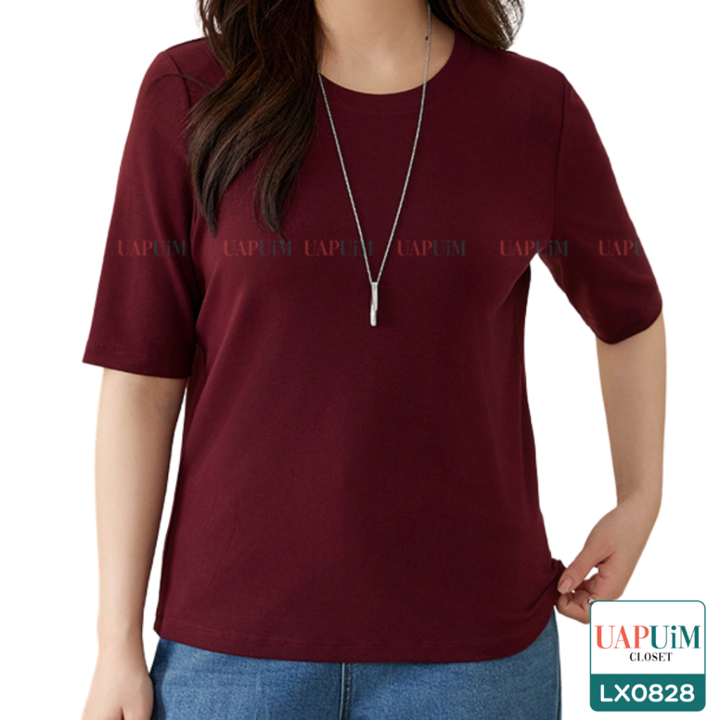 (LX0828)เสื้อแขนสั้นสาวอวบอยากได้เสื้อยืดที่ใส่แล้วรู้สึกดี มีสไตล์ แนะนำเสื้อยืดคอกลมตัวนี้เลย!