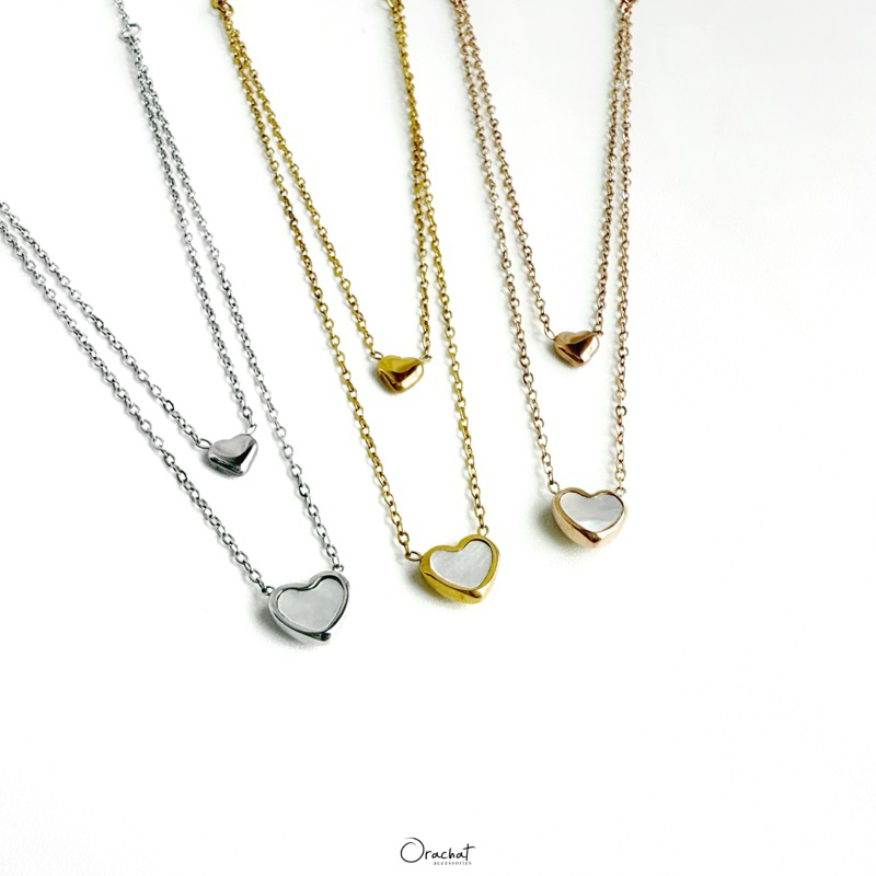 Shawty 14k necklace. (สร้อยคอ 2 ชั้นตัวเรือนสแตนเลสสวยทน ใส่ลุยได้ไม่ลอกไม่ดำ)