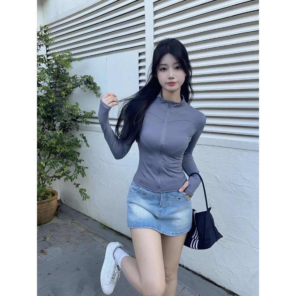 เสื้อแจ็คเก็ตกีฬา มีซิป คอสูง แขนยาว ผ้าแห้งไว thumbnail 8