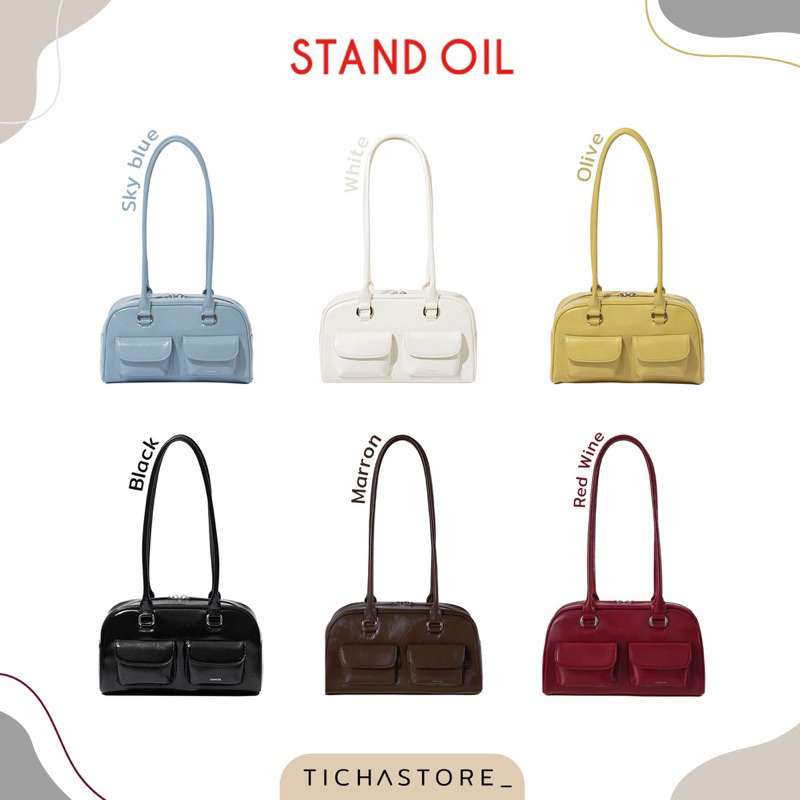 (พร้อมส่ง) กระเป๋า Stand Oil รุ่น Chubby Bag สี Black/White/Marron/Sky Blue/Red Wine ของแท้100%