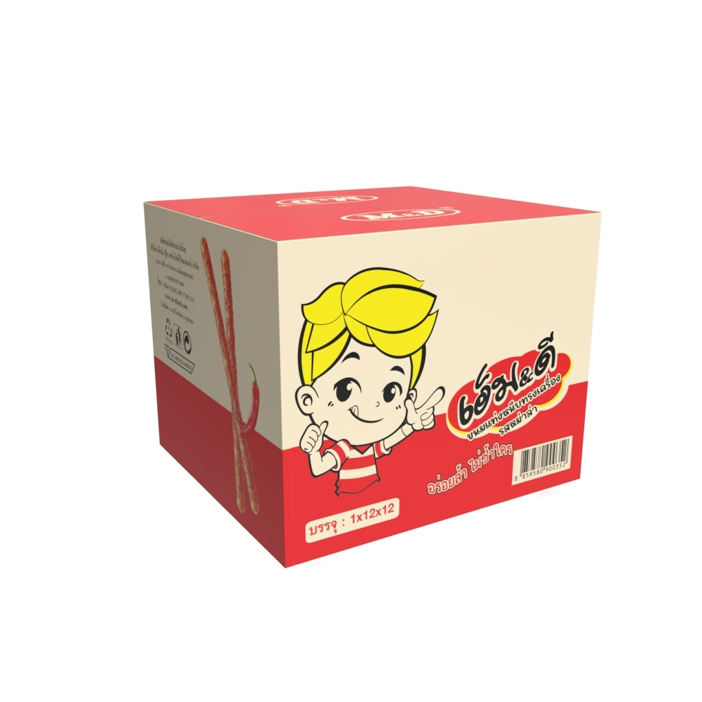 ขนมแท่งหนึบทรงเครื่องรสหม่าล่าM&D(ล่าเถียว) 156ชิ้น / ลัง
