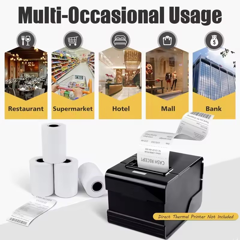 SJPACK 57X50 มม. ม้วนกระดาษความร้อนสำหรับเครื่องลงทะเบียนเงินสด POS กระดาษความร้อนม้วนสีขาว - รูปที่ 3