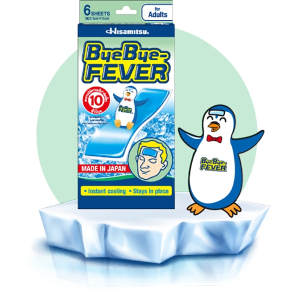 Hisamitsu ByeBye Fever แผ่นเจลลดไข้ แผ่นแปะลดไข้ ระบายความร้อนของร่างกาย เย็นต่อเนื่อง 10 ชั่วโมง