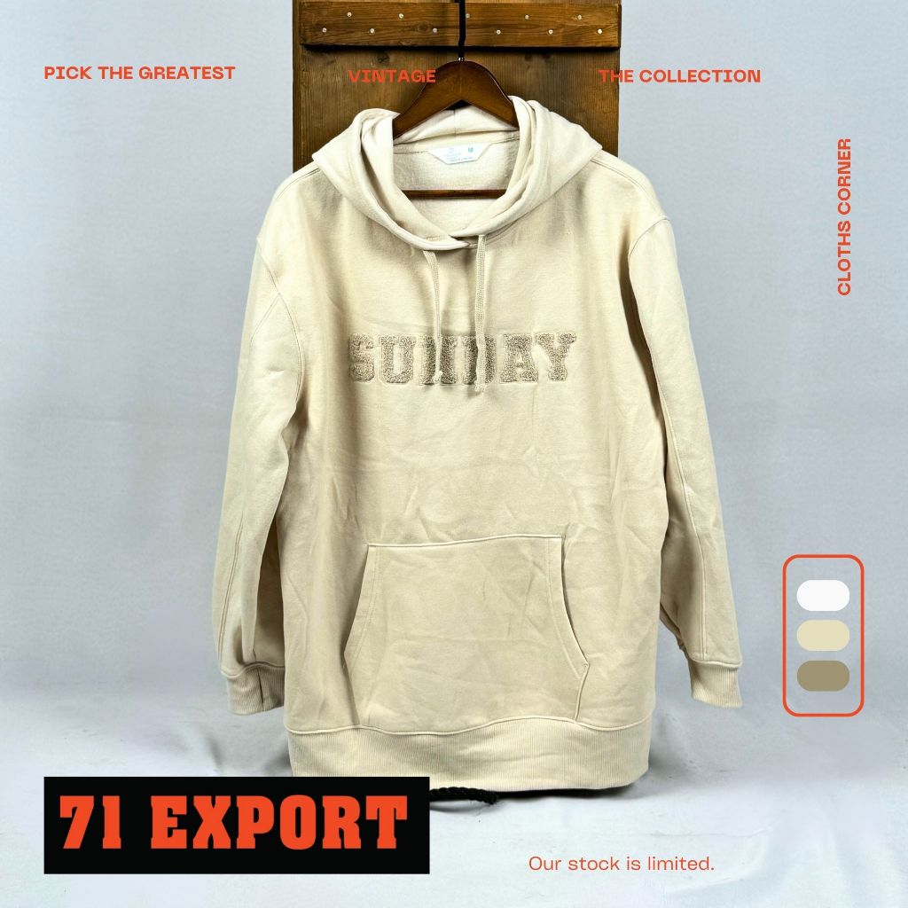 SUNDAYเสื้อกันหนาวฮู้ดดี้ ไซส์ยุโรป สไตล์วินเทจ BIGSIZE OVERSIZE ไซส์ปกติ-ใหญ่มาก