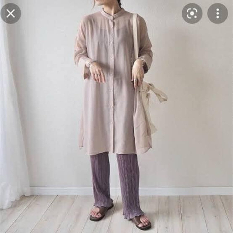 GU x S คอจีน dress ยาว ใส่คลุม  อก 50 ยาว 36 ผ้าบาง ชายผ่าข้าง Code: 3559(10)